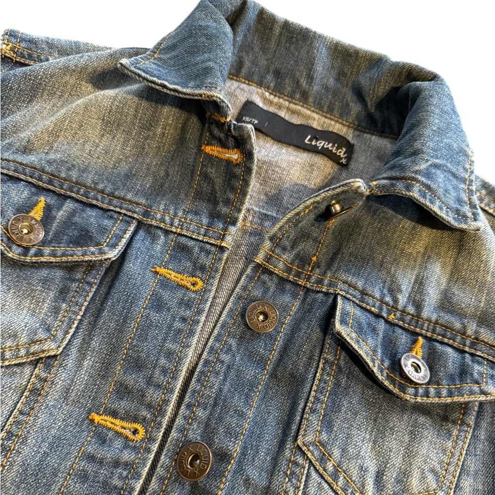 Liquid Denim button front vest, med blue fade, Sz XS, front pockets, gd cond - Picture 4 of 11